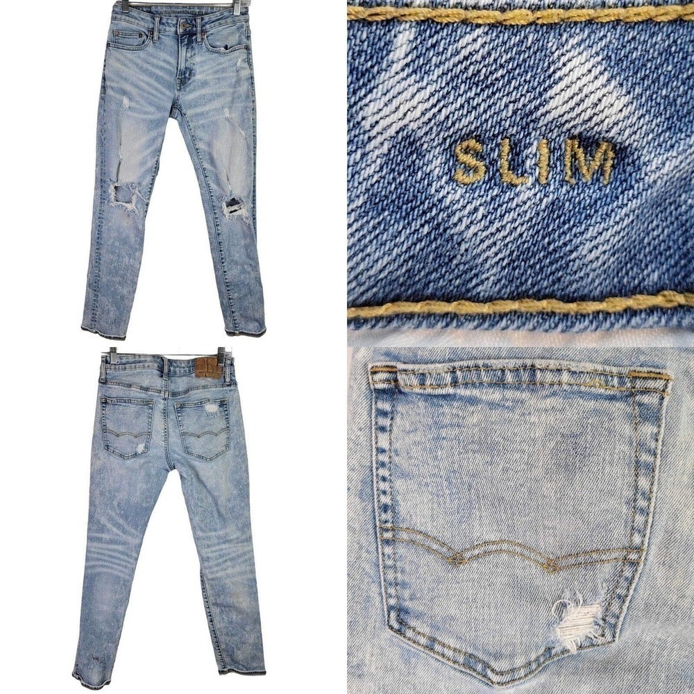 American Eagle AE Mens Slim Next Level Airflex Blue Jeans Sz 28 X 30 Flaw